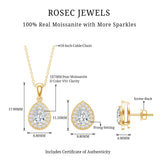 Certified Moissanite Teardrop Jewelry Set Rosec Jewels