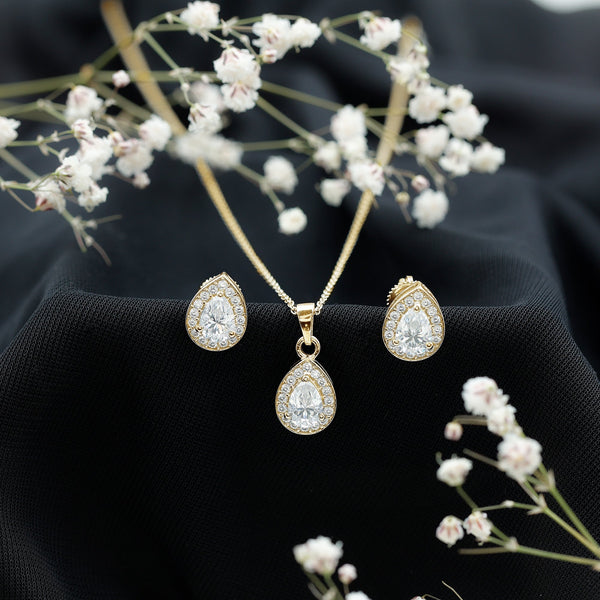 Certified Moissanite Teardrop Jewelry Set Rosec Jewels