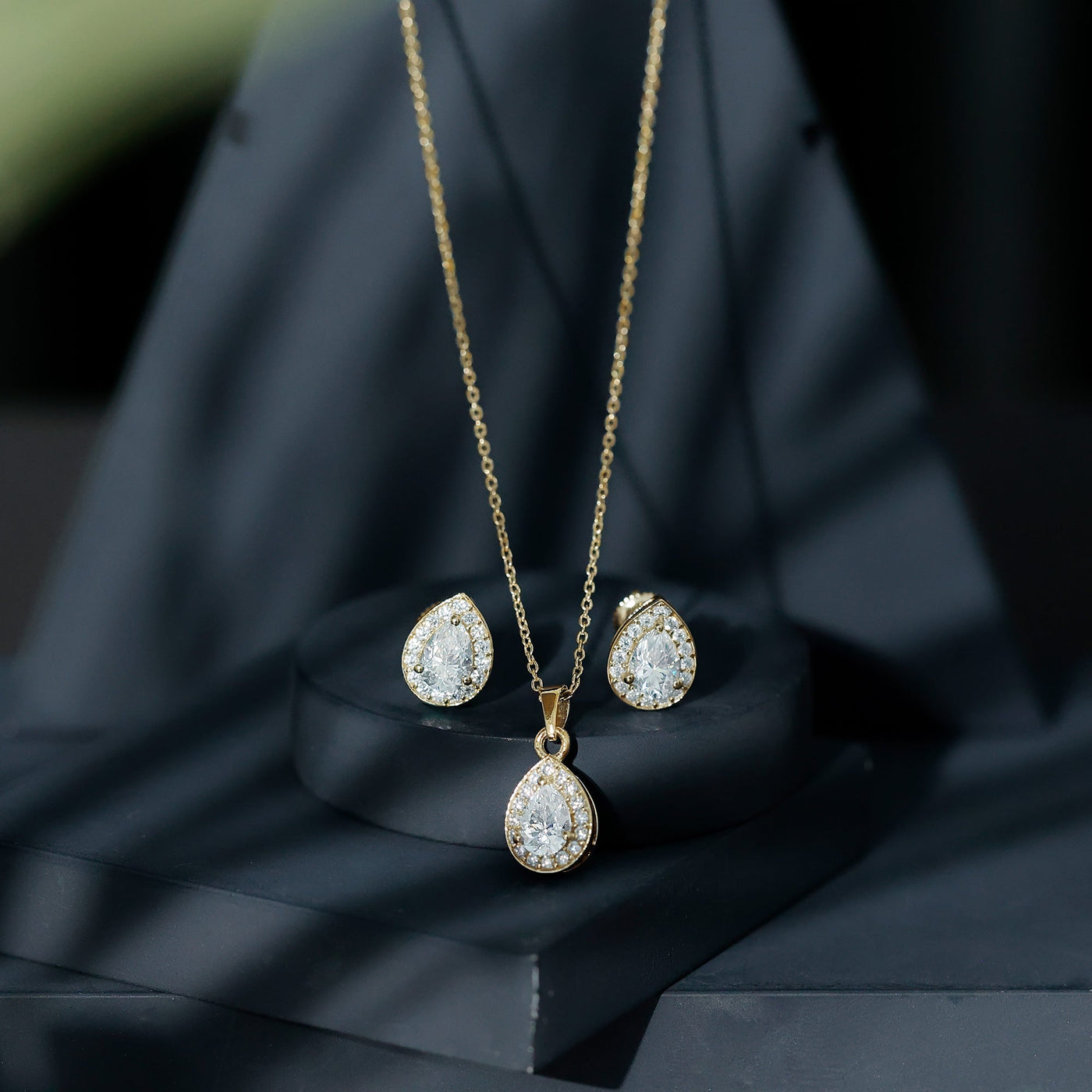 Certified Moissanite Teardrop Jewelry Set Rosec Jewels