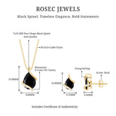 Pear Shaped Black Spinel and Moissanite Teardrop Necklace Earrings Set Rosec Jewels