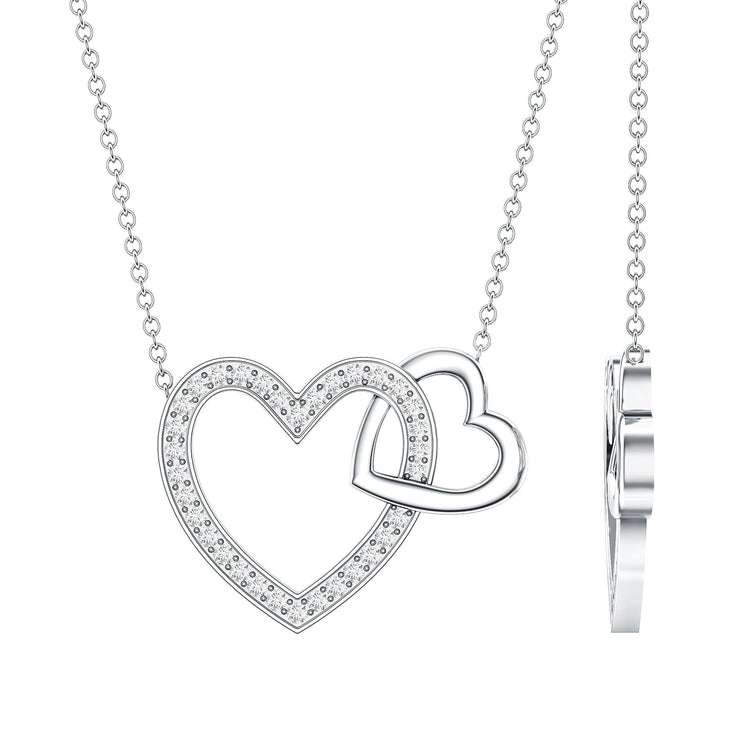 Certified Moissanite Double Heart Necklace for Women Rosec Jewels
