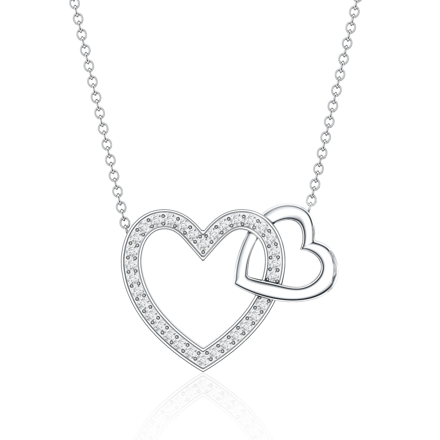 Certified Moissanite Double Heart Necklace for Women Rosec Jewels