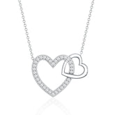 Certified Moissanite Double Heart Necklace for Women Rosec Jewels