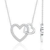 Certified Moissanite Double Heart Necklace for Women Rosec Jewels