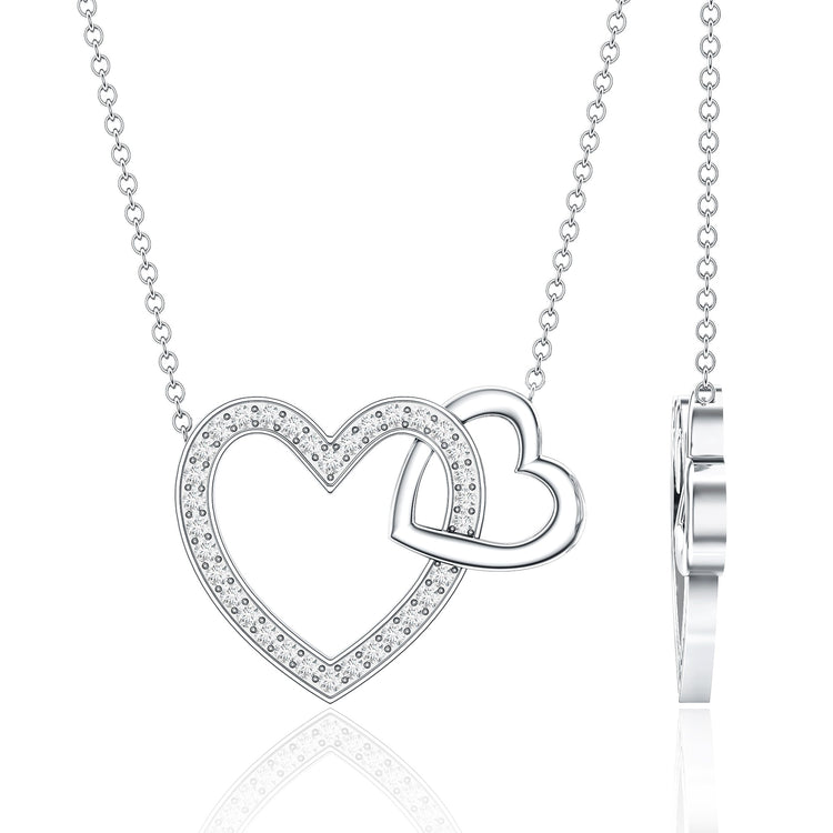 Certified Moissanite Double Heart Necklace for Women Rosec Jewels