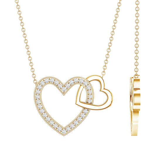 Certified Moissanite Double Heart Necklace for Women Rosec Jewels