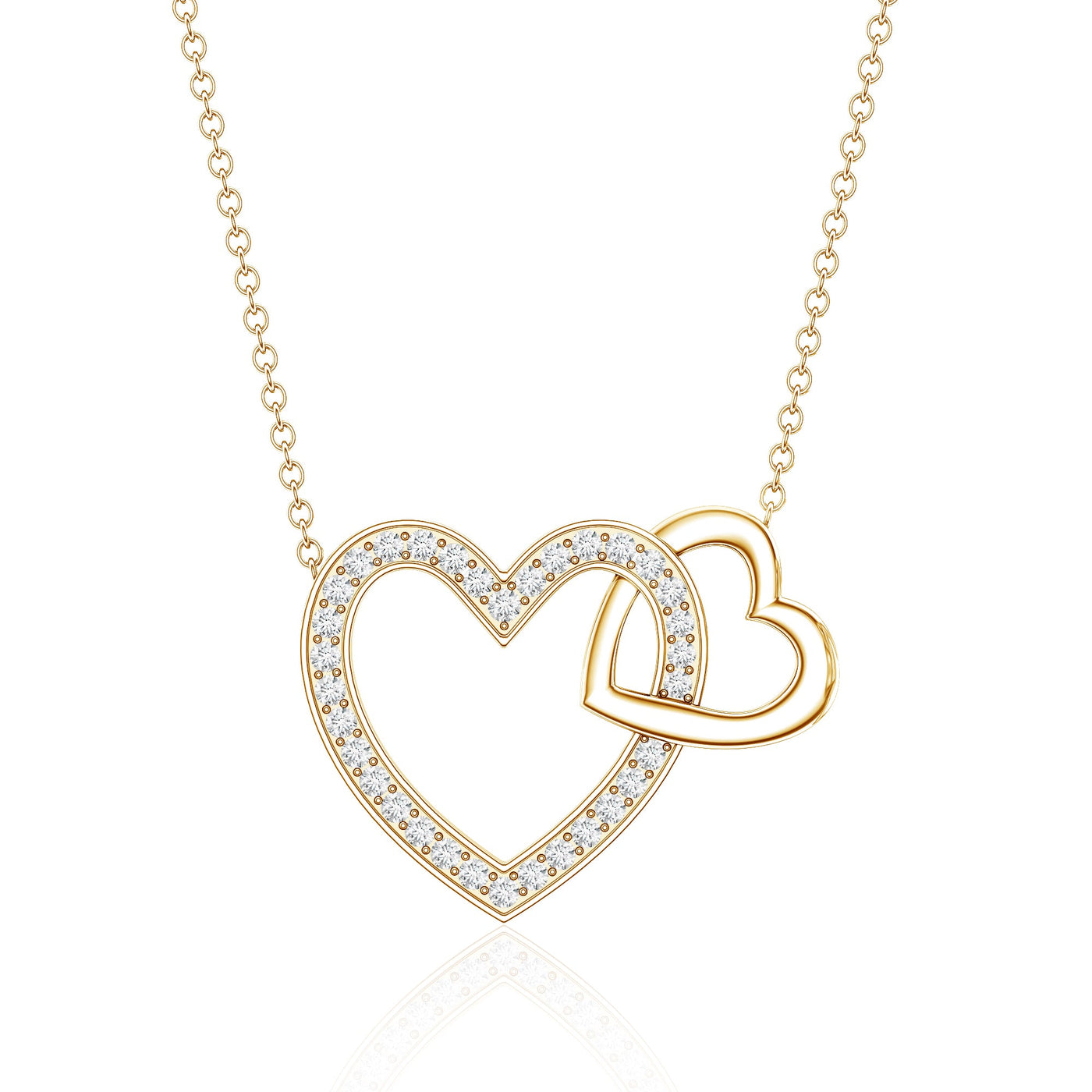 Certified Moissanite Double Heart Necklace for Women Rosec Jewels