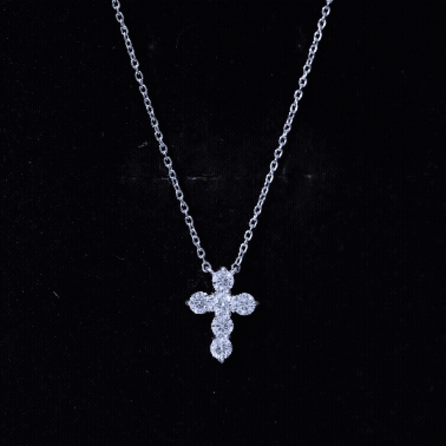 Round Cut Moissanite Cross Pendant Necklace Rosec Jewels