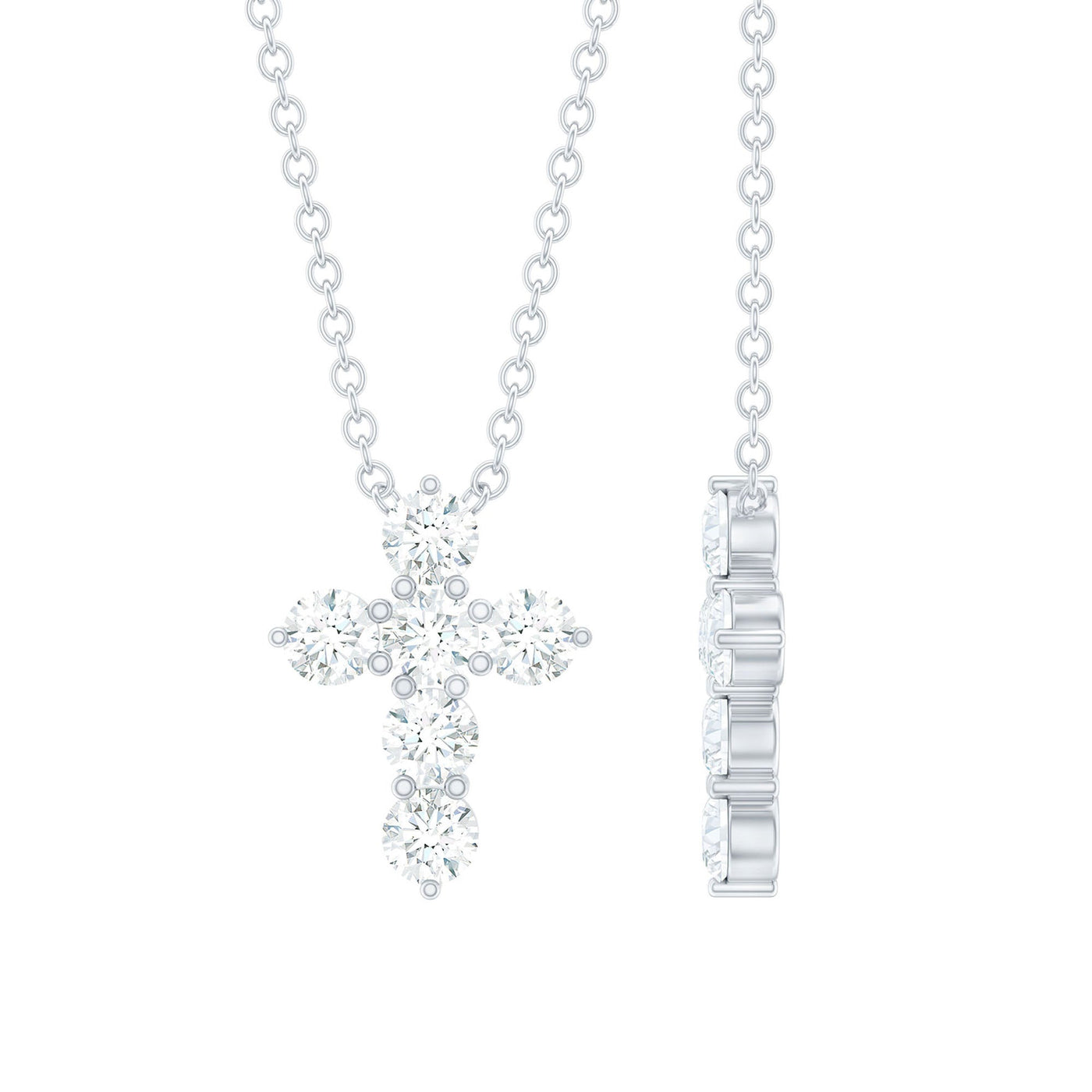 Round Cut Moissanite Cross Pendant Necklace Rosec Jewels