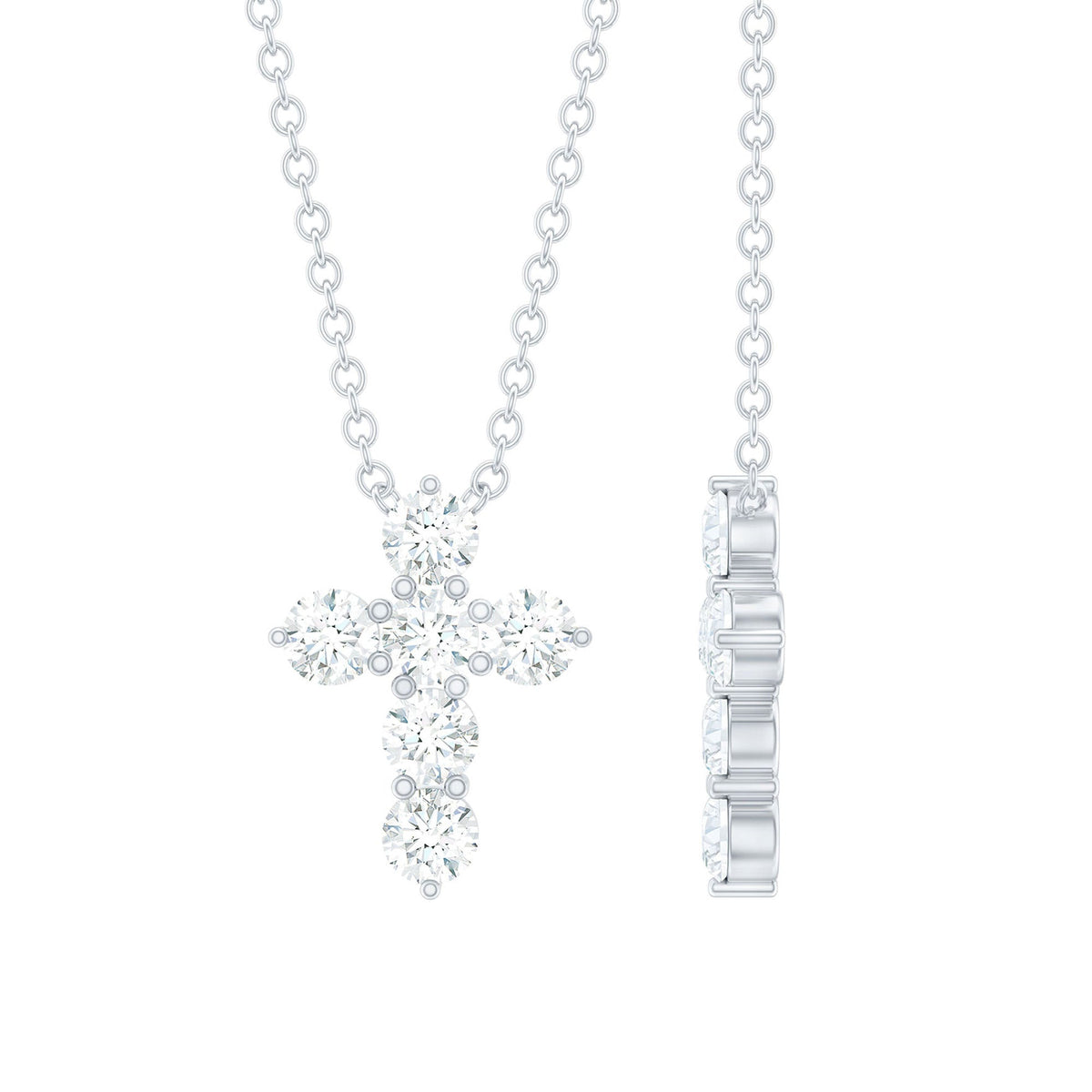 Round Cut Moissanite Cross Pendant Necklace Rosec Jewels