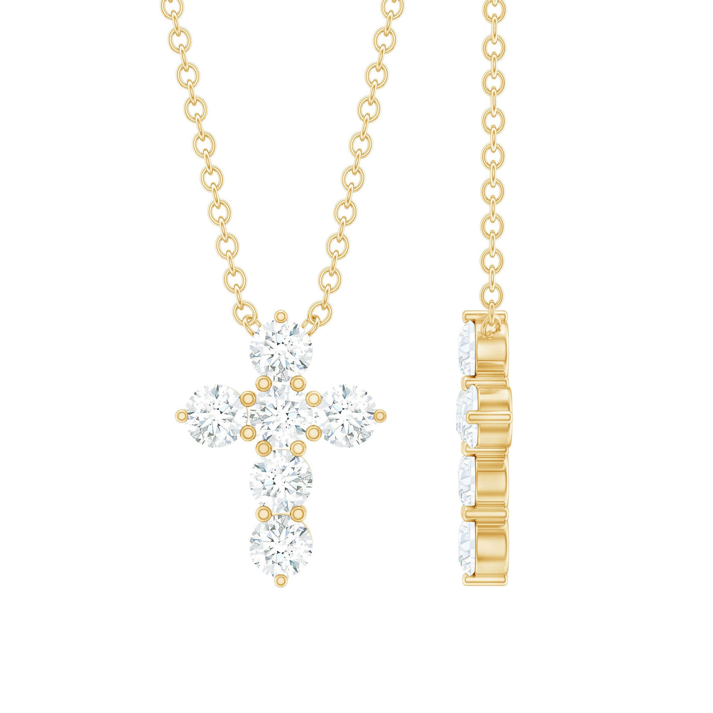 Round Cut Moissanite Cross Pendant Necklace Rosec Jewels