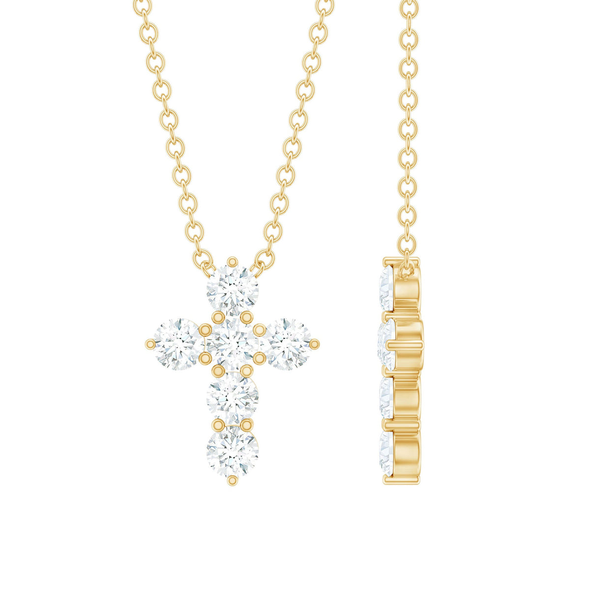 Round Cut Moissanite Cross Pendant Necklace Rosec Jewels