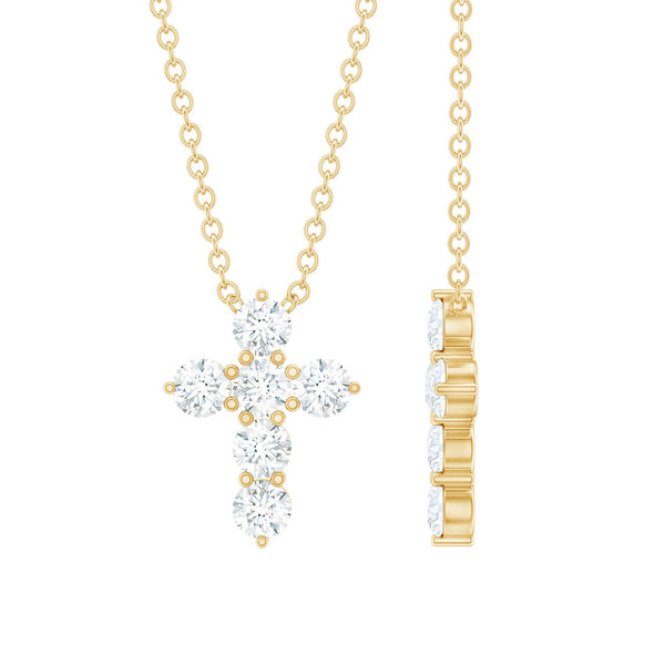 Round Cut Moissanite Cross Pendant Necklace Rosec Jewels
