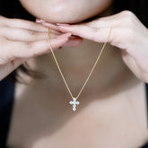 Round Cut Moissanite Cross Pendant Necklace Rosec Jewels