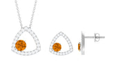 Natural Citrine Geometric Pendant and Earrings Set with Moissanite Rosec Jewels