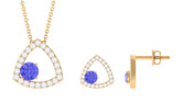 Real Tanzanite and Moissanite Open Triangle Jewelry Set Rosec Jewels