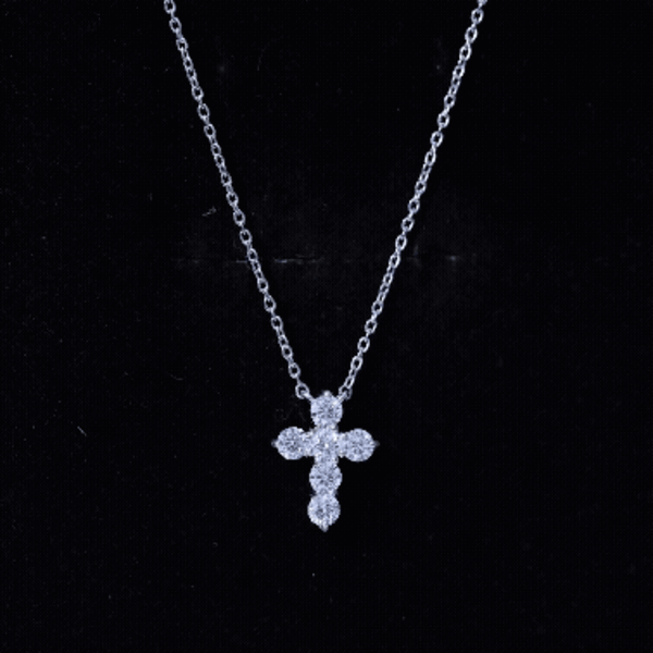 Lab Grown Diamond Religious Cross Pendant Necklace Rosec Jewels