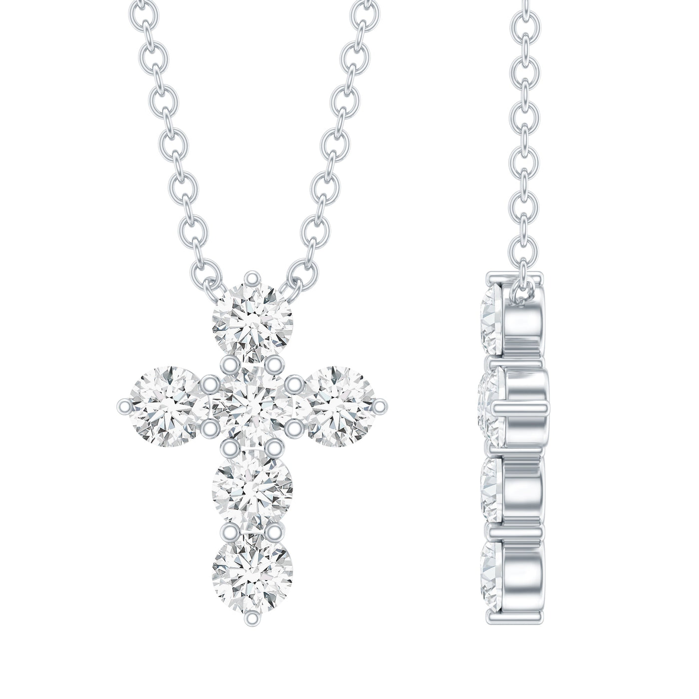 Lab Grown Diamond Religious Cross Pendant Necklace Rosec Jewels
