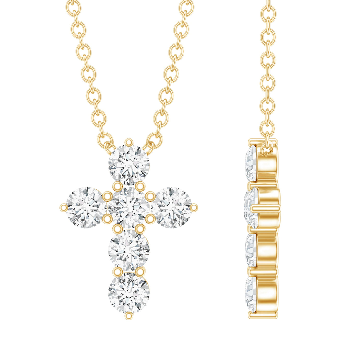 Lab Grown Diamond Religious Cross Pendant Necklace Rosec Jewels