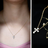 Lab Grown Diamond Religious Cross Pendant Necklace Rosec Jewels