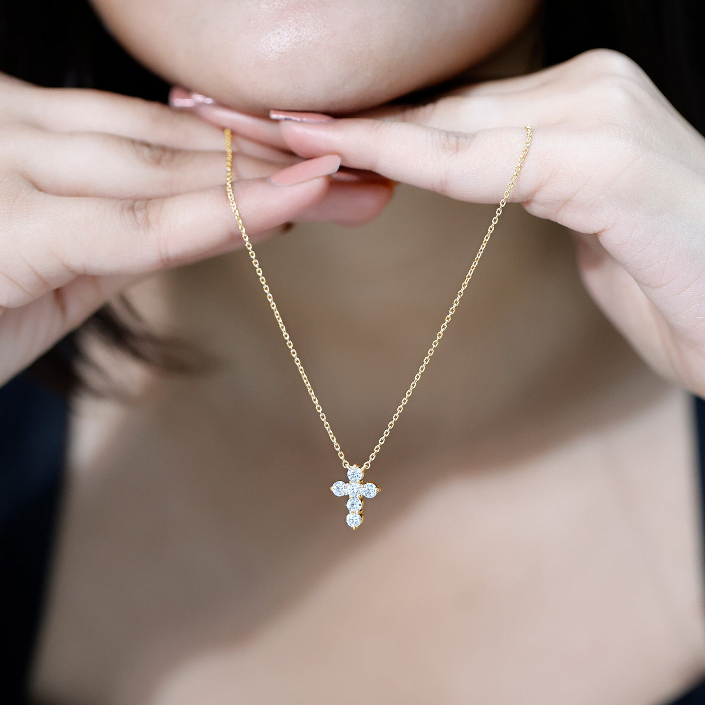 Lab Grown Diamond Religious Cross Pendant Necklace Rosec Jewels