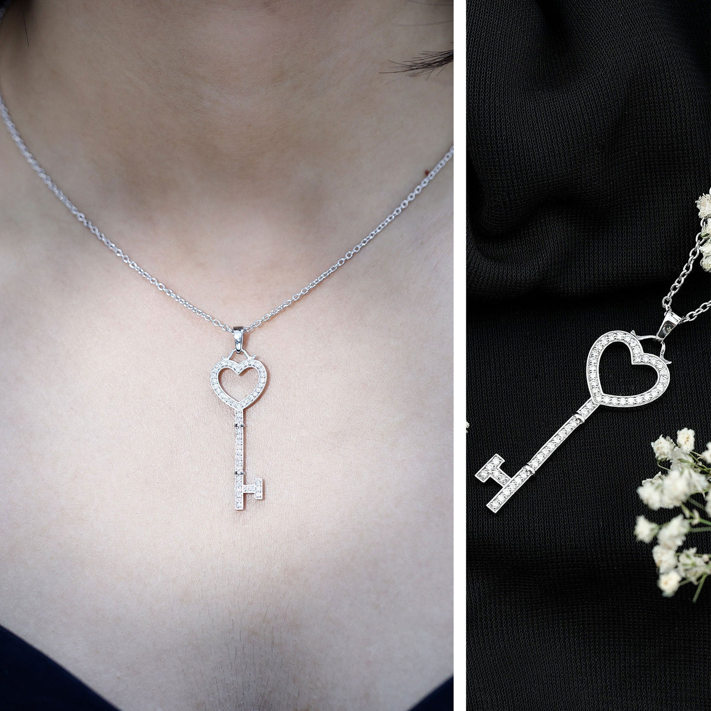 Lab Grown Diamond Key To My Heart Pendant Necklace Rosec Jewels