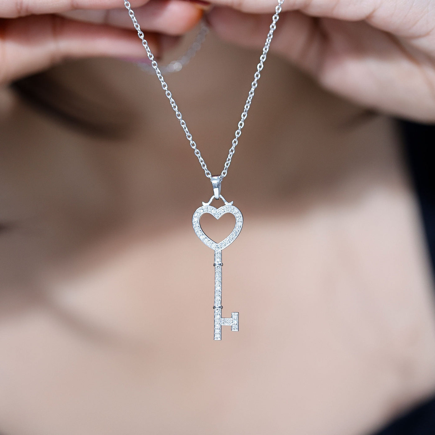 Lab Grown Diamond Key To My Heart Pendant Necklace Rosec Jewels