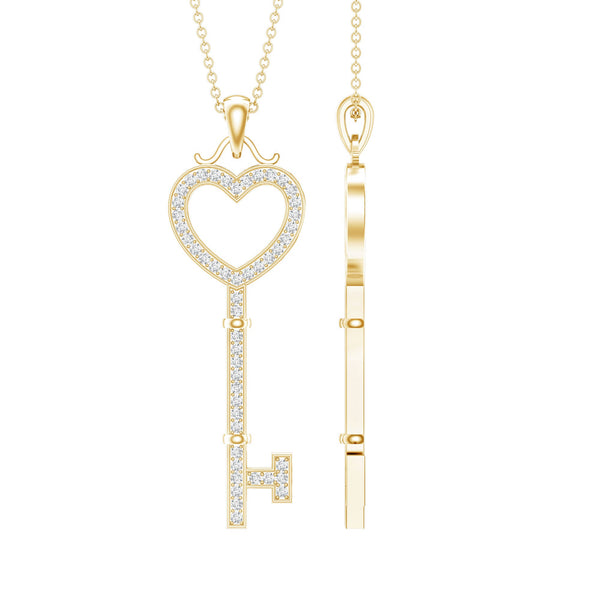 Lab Grown Diamond Key To My Heart Pendant Necklace Rosec Jewels