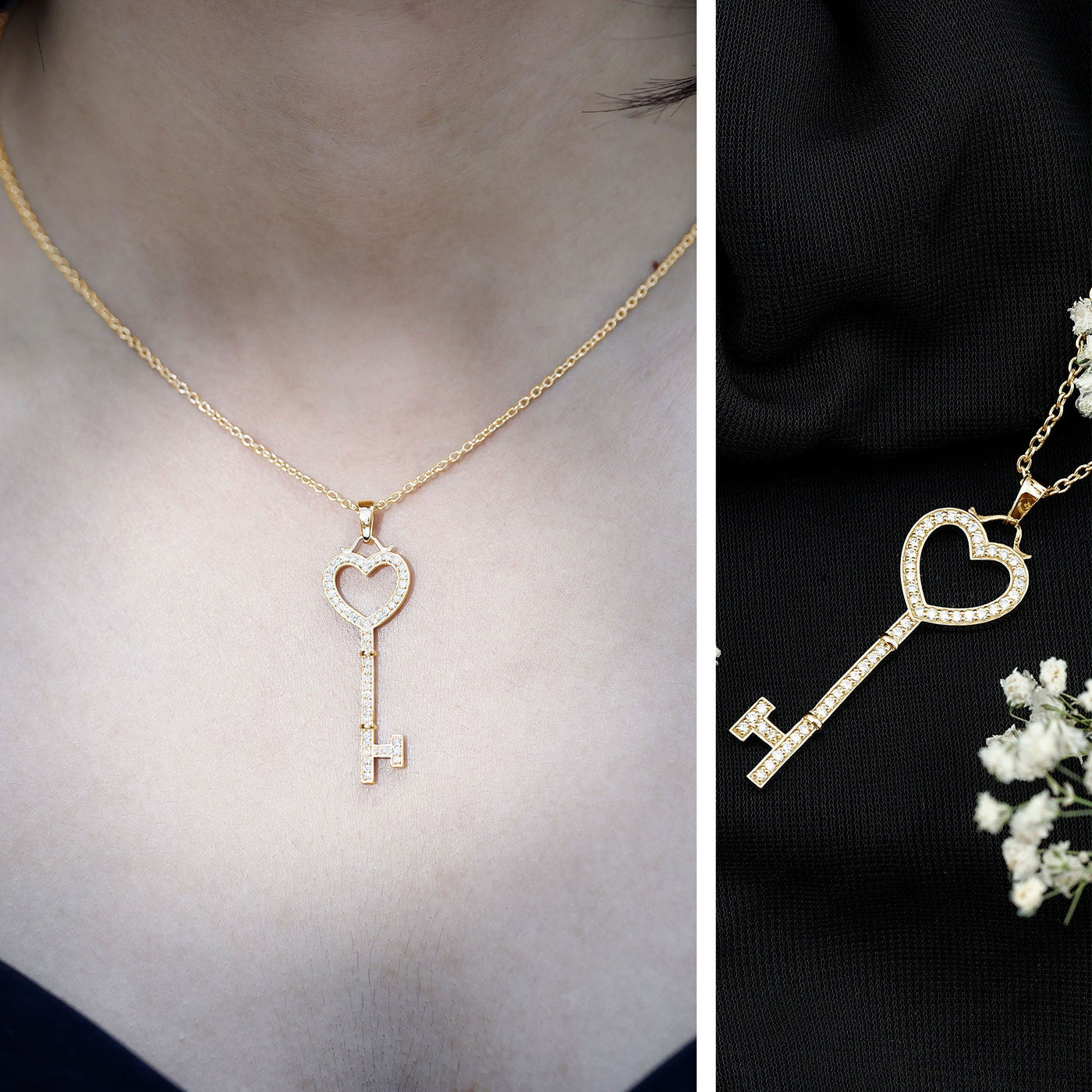 Lab Grown Diamond Key To My Heart Pendant Necklace Rosec Jewels