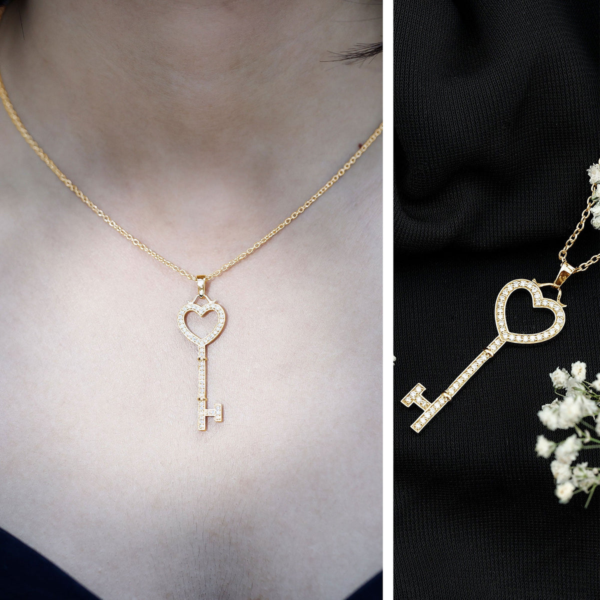 Lab Grown Diamond Key To My Heart Pendant Necklace Rosec Jewels