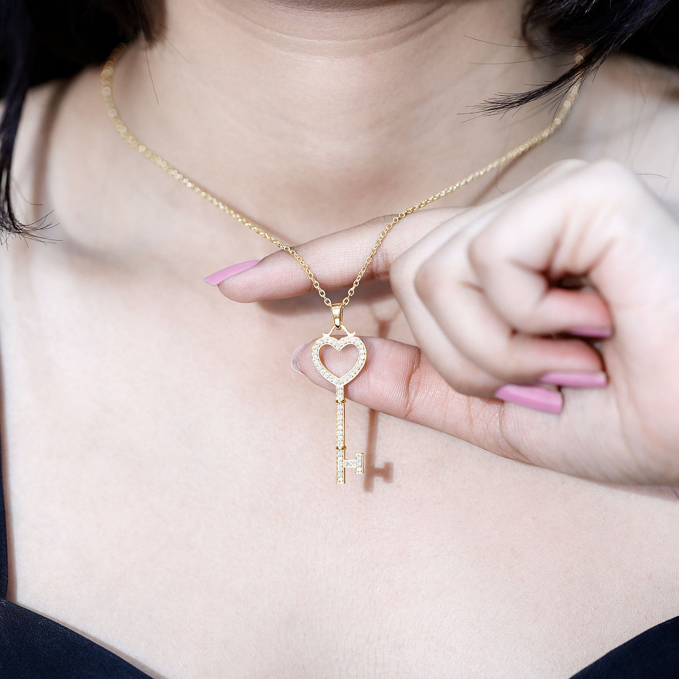 Lab Grown Diamond Key To My Heart Pendant Necklace Rosec Jewels