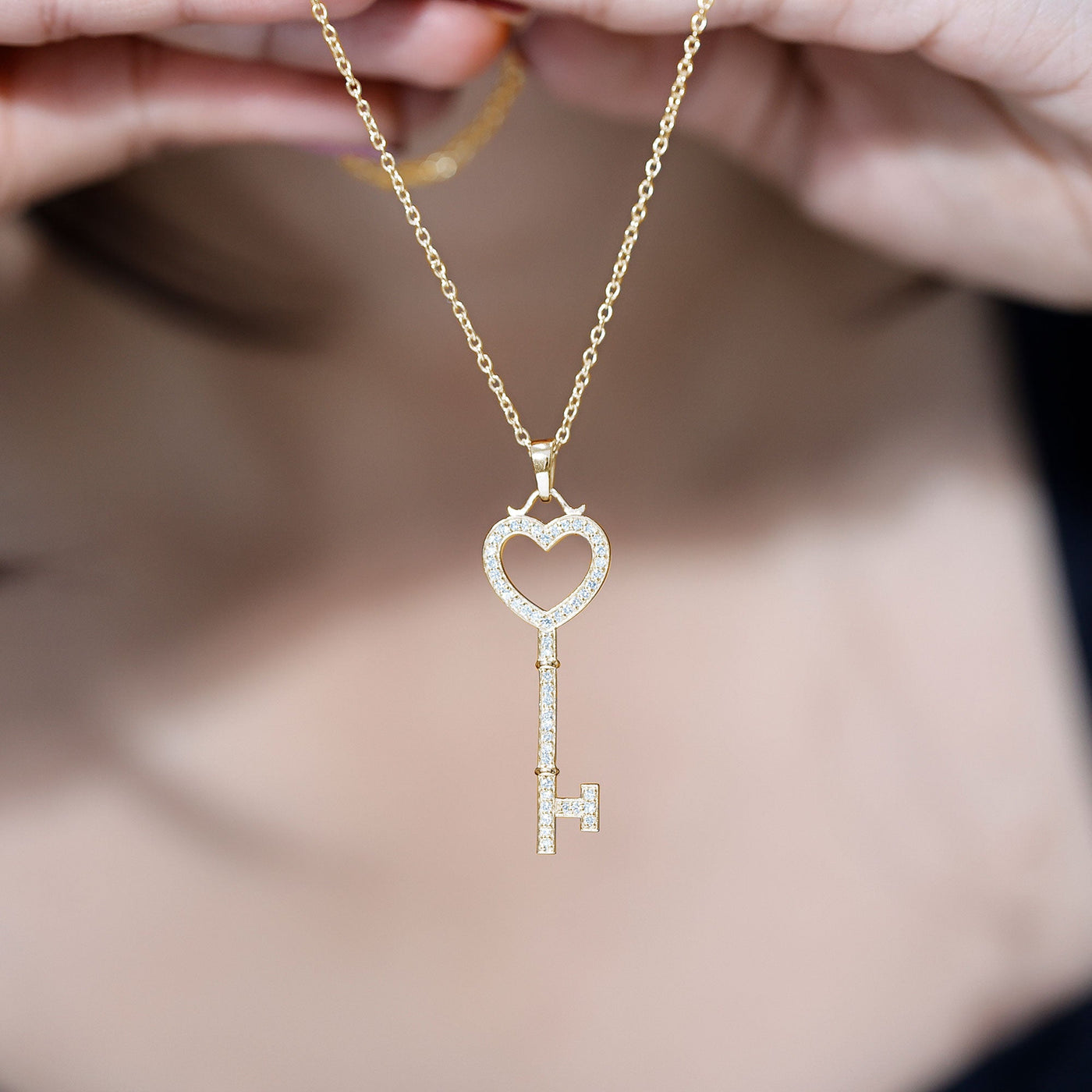 Lab Grown Diamond Key To My Heart Pendant Necklace Rosec Jewels