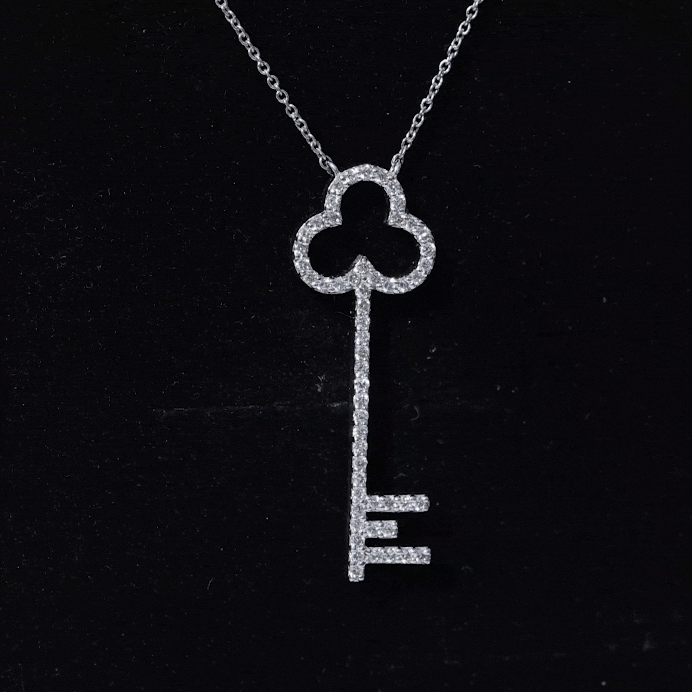 Certified Moissanite Key Pendant Necklace Rosec Jewels