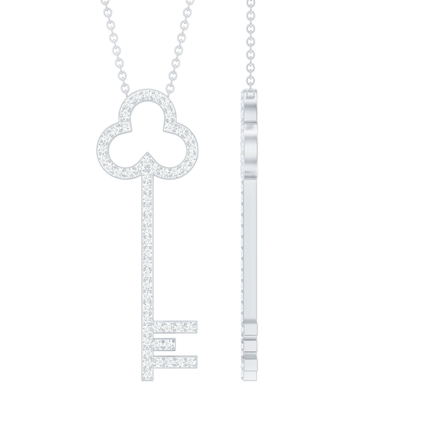 Certified Moissanite Key Pendant Necklace Rosec Jewels