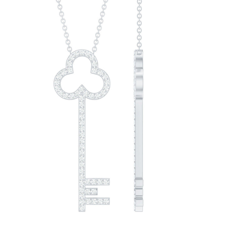 Certified Moissanite Key Pendant Necklace Rosec Jewels
