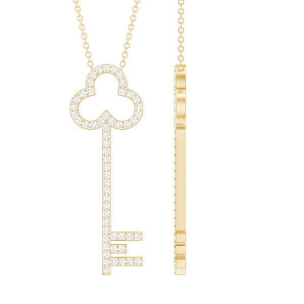 Certified Moissanite Key Pendant Necklace Rosec Jewels