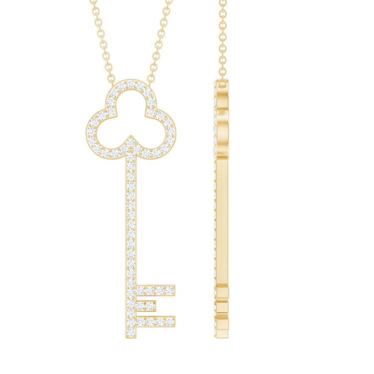 Certified Moissanite Key Pendant Necklace Rosec Jewels