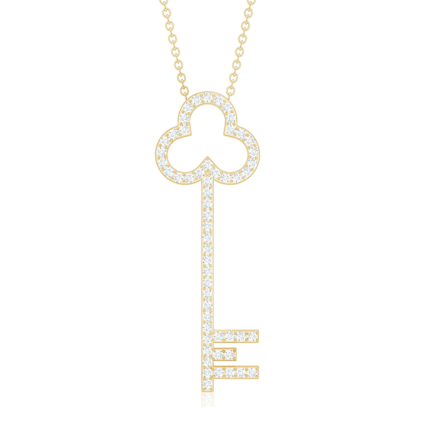 Certified Moissanite Key Pendant Necklace Rosec Jewels