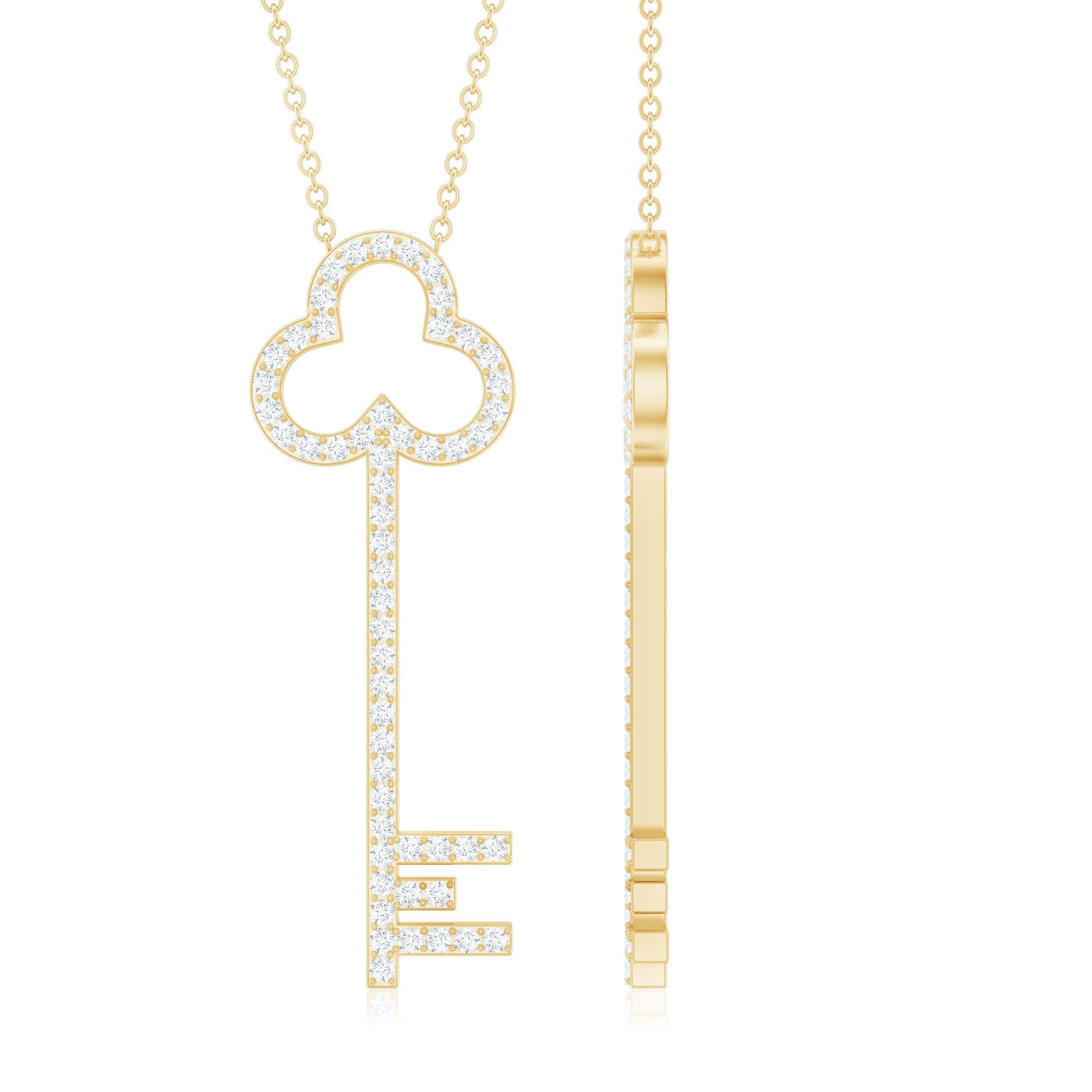 Certified Moissanite Key Pendant Necklace Rosec Jewels