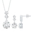 Moissanite 3 Stone Dangle Necklace and Earrings Set Rosec Jewels