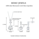 Moissanite 3 Stone Dangle Necklace and Earrings Set Rosec Jewels
