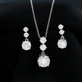 Moissanite 3 Stone Dangle Necklace and Earrings Set Rosec Jewels