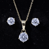 Certified Round Shape Moissanite Solitaire Jewelry Set Rosec Jewels