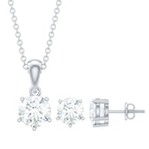 Certified Round Shape Moissanite Solitaire Jewelry Set Rosec Jewels