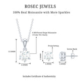 Certified Round Shape Moissanite Solitaire Jewelry Set Rosec Jewels