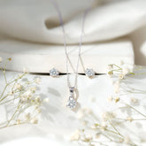 Certified Round Shape Moissanite Solitaire Jewelry Set Rosec Jewels