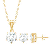 Certified Round Shape Moissanite Solitaire Jewelry Set Rosec Jewels