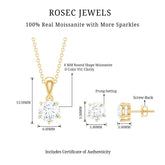 Certified Round Shape Moissanite Solitaire Jewelry Set Rosec Jewels