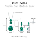 Certified Lab Created Emerald Dangle Necklace Earrings Set Rosec Jewels