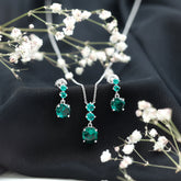 Certified Lab Created Emerald Dangle Necklace Earrings Set Rosec Jewels
